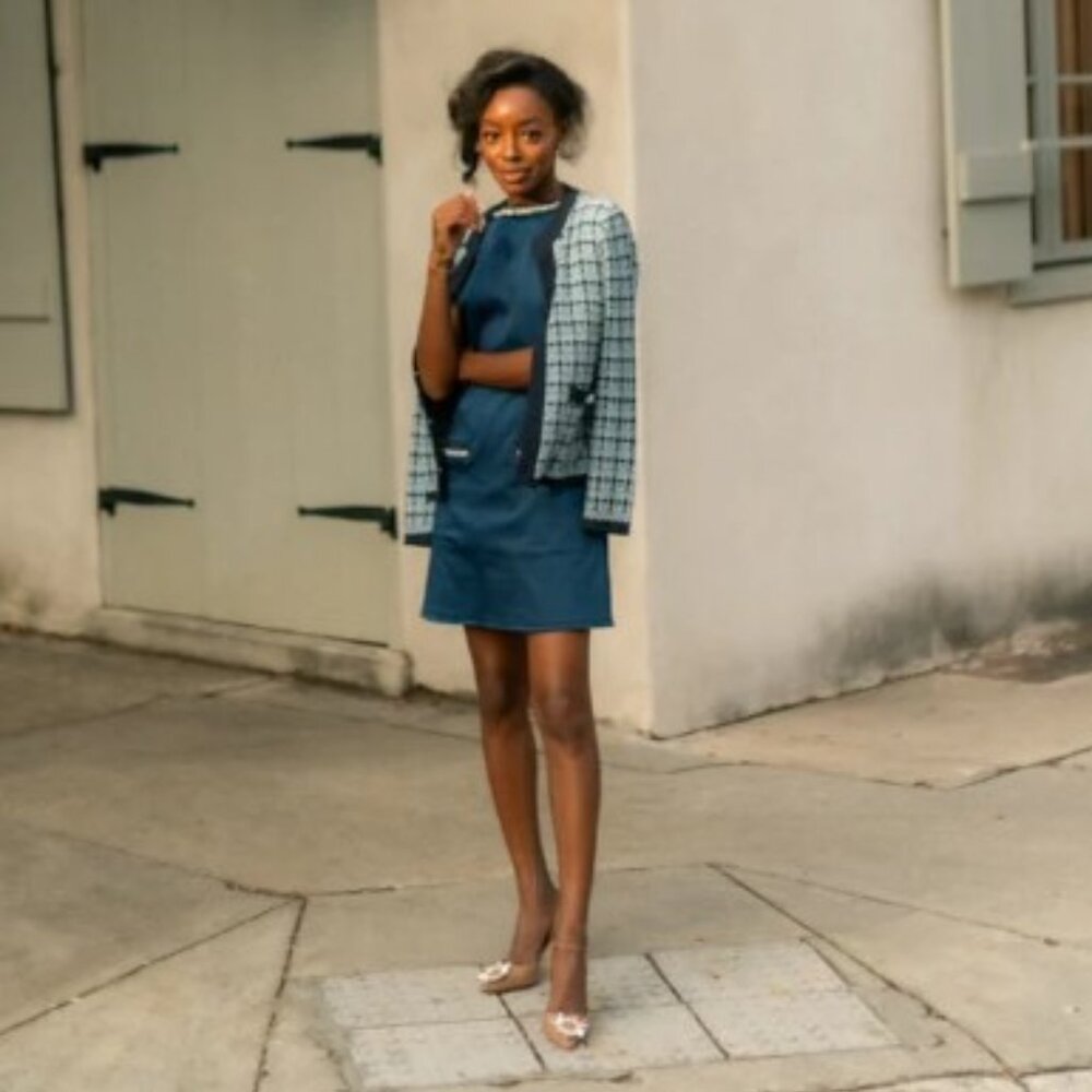 Venita Aspen Sail to Sable Navy Embellished Pocket Shift Dress